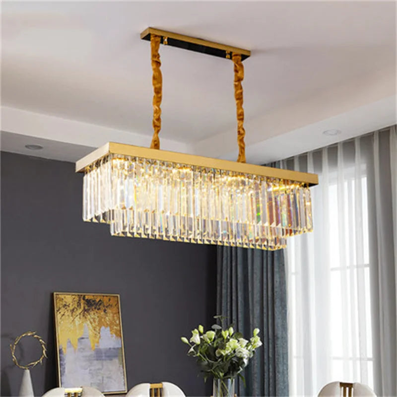 Luminaria Black Round Square Crystal LED Pendant Chandelier For Bedroom Living Dinning Room Corridor Hotel Gallery Hanging Lamps