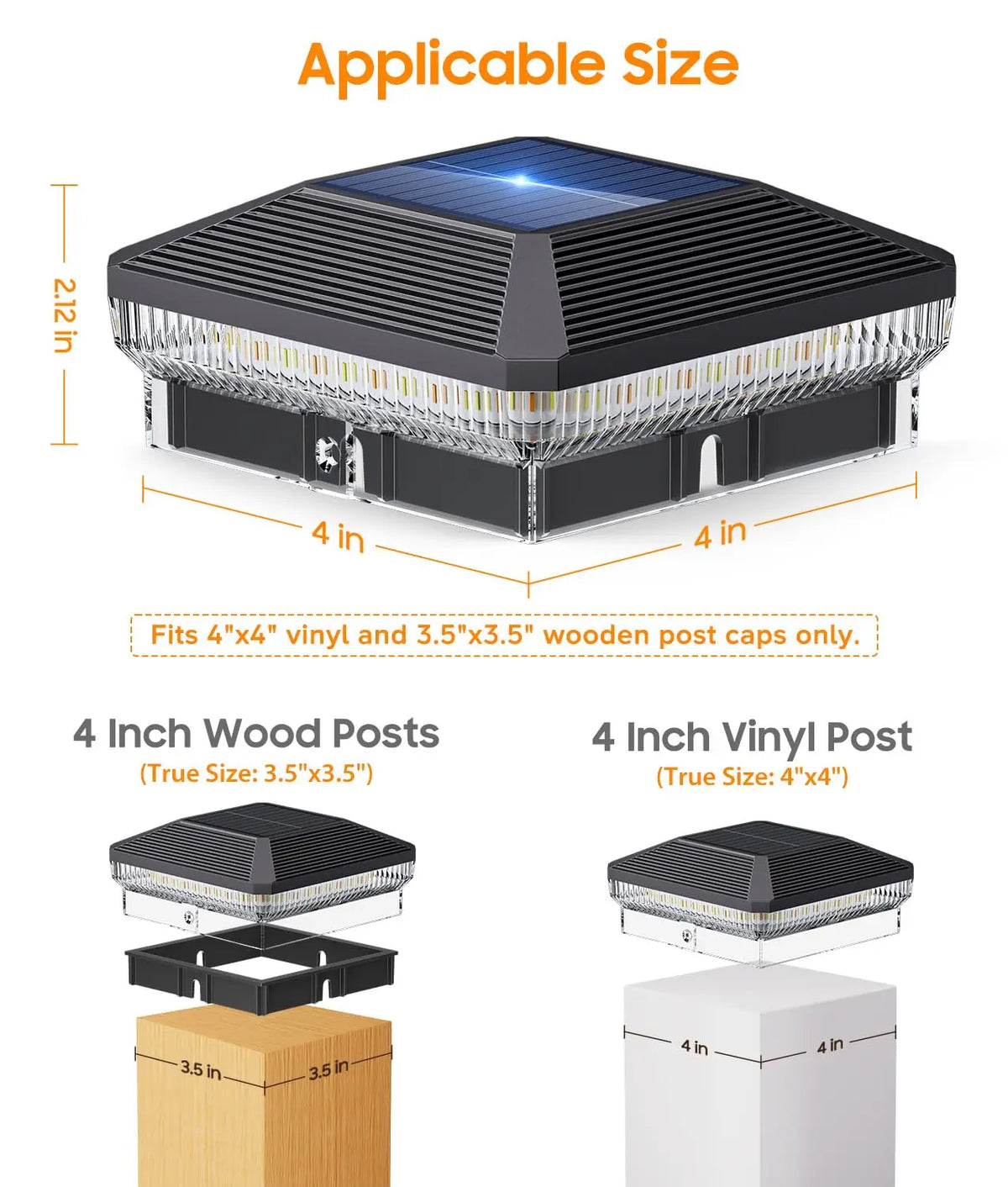 KPSTEK Solar Post Cap Lights Featuring 3 Modes And Waterproof Protection