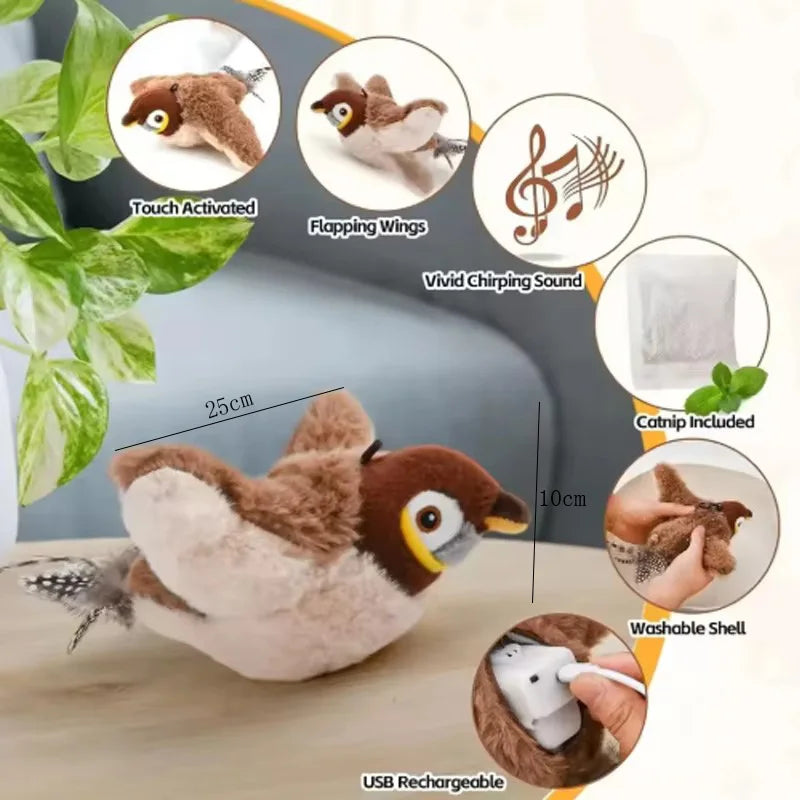 Interactive Plush Simulated Bird Toy For Cats And Dogs