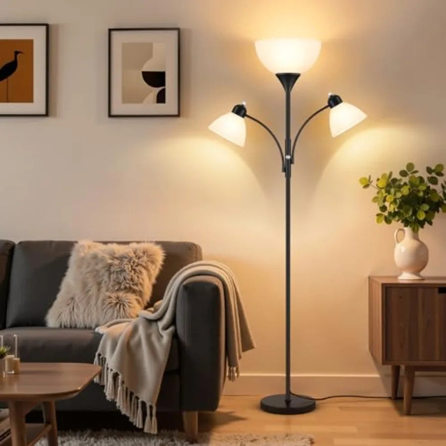 Torchiere Floor Lamps for Living Room, 72" Dimmable Lamp with 2 Adjustable Reading Lights for Bedroom, Tall Standing Room Lamp,