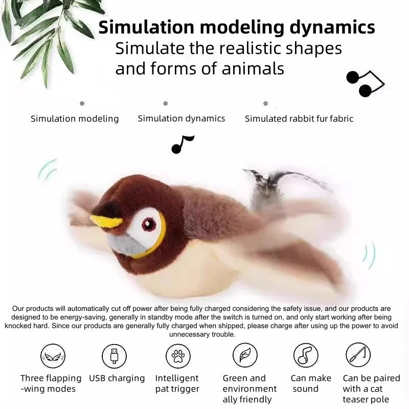 Interactive Plush Simulated Bird Toy For Cats And Dogs
