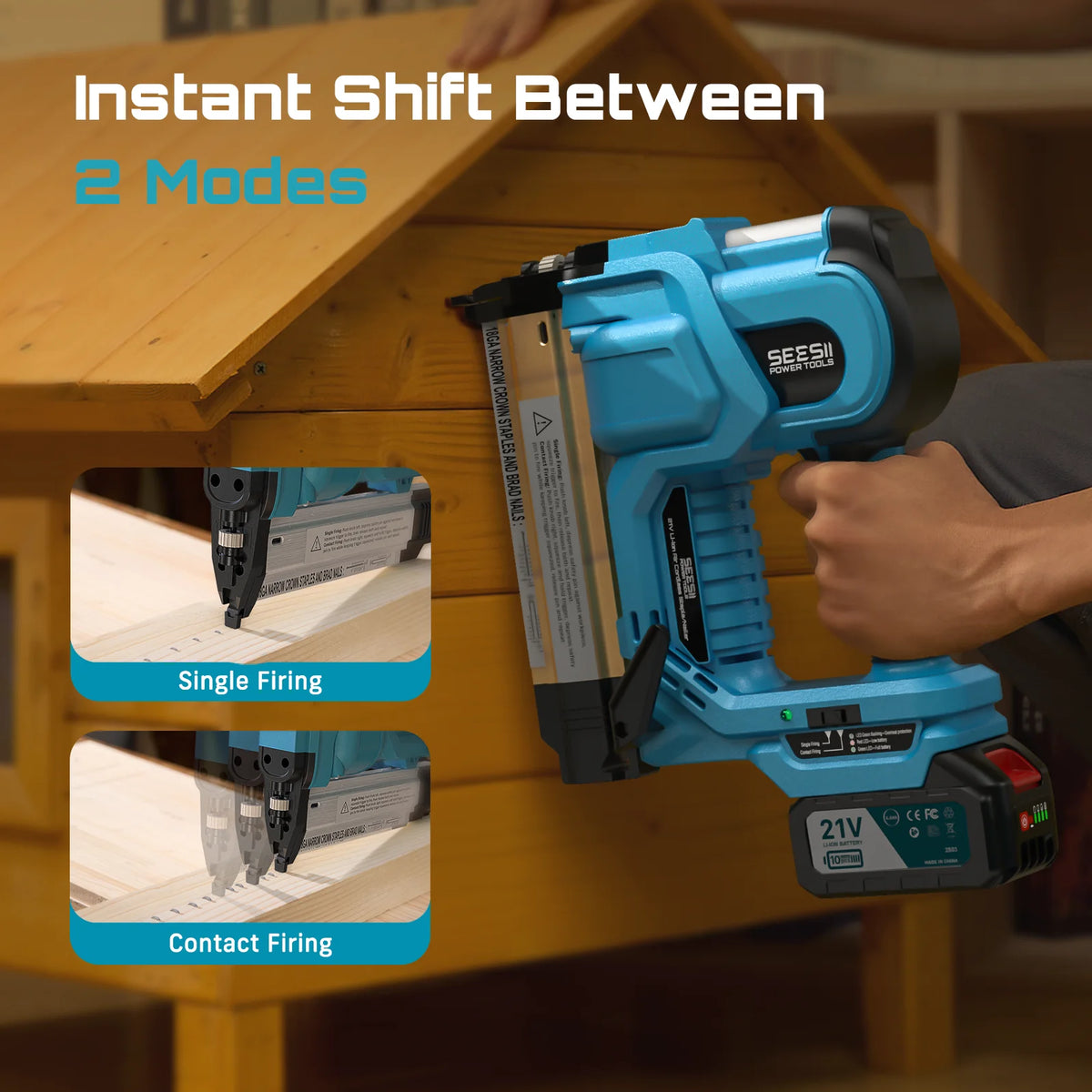 Seesii 2-in-1 Electric Nailer Stapler Depth Adjustable