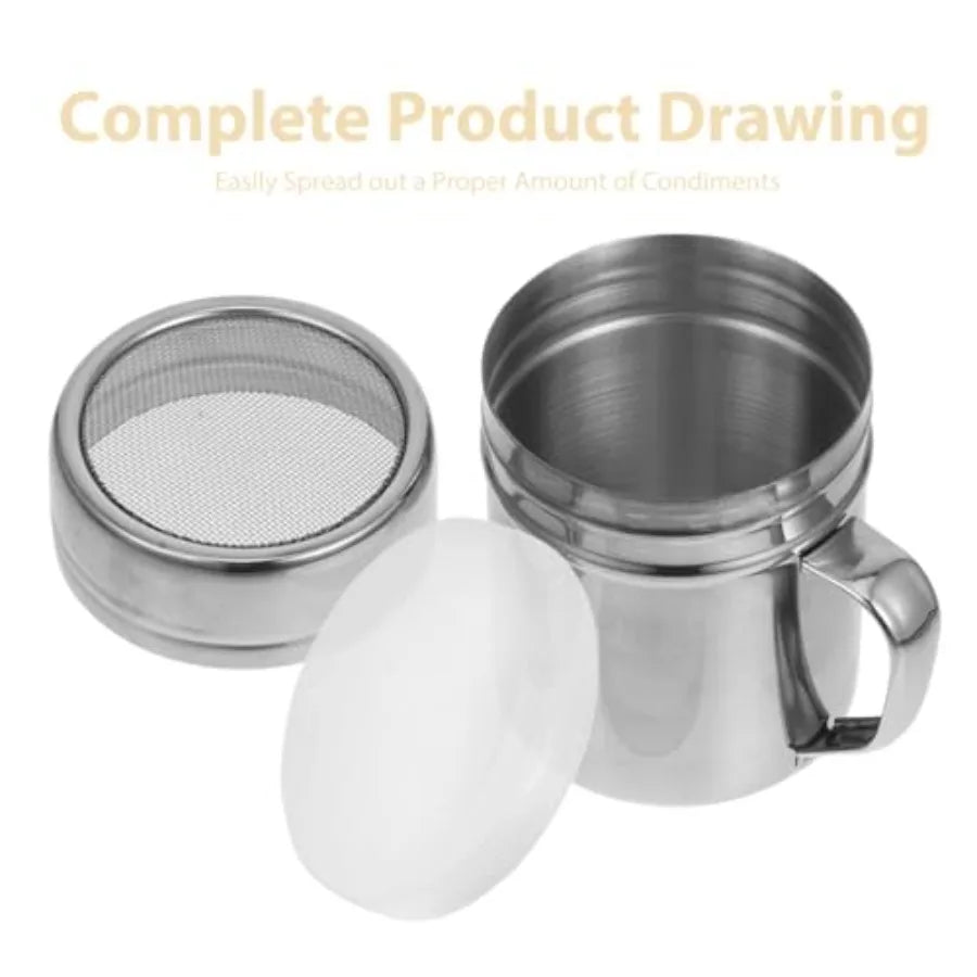 Powdered Sugar Shaker With Handle Fine Mesh Stainless Steel Duster