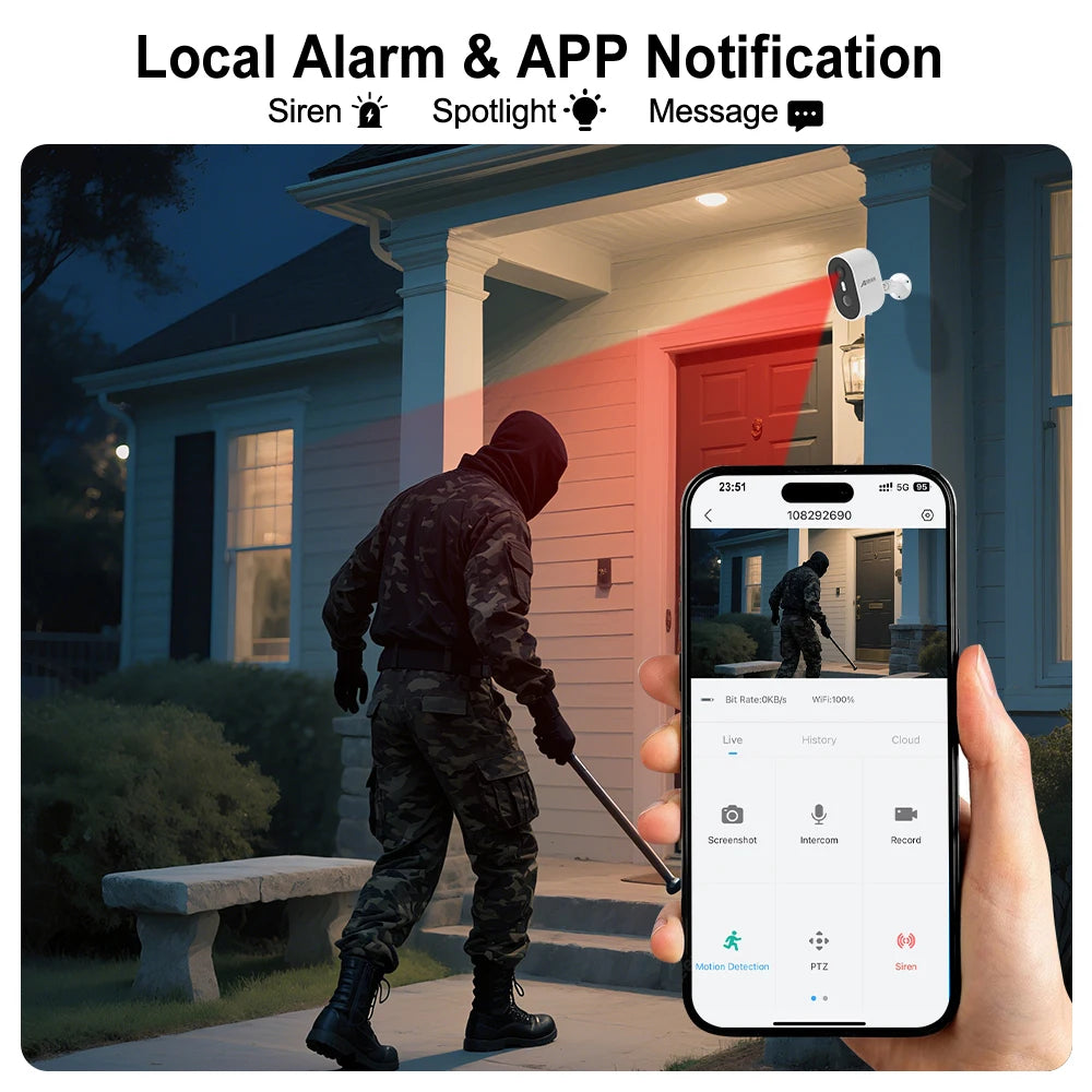 Anran 2K Battery Wifi Security Camera With PIR Human Detection