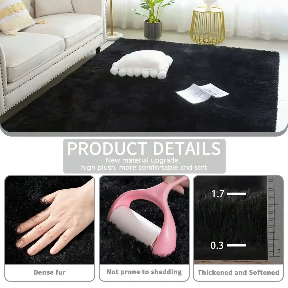 Thick Plush Cut Pile Carpet With Non Slip Protective Backing
