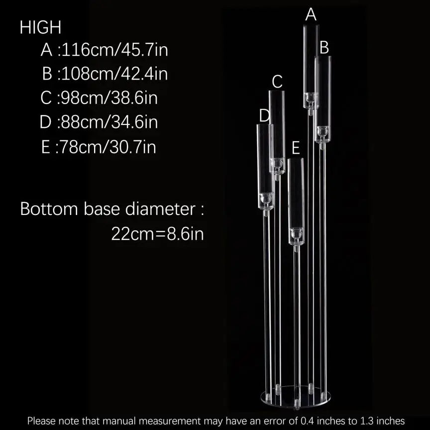 Acrylic Five Arm Candelabra Led Taper Candle Holders Centerpiece
