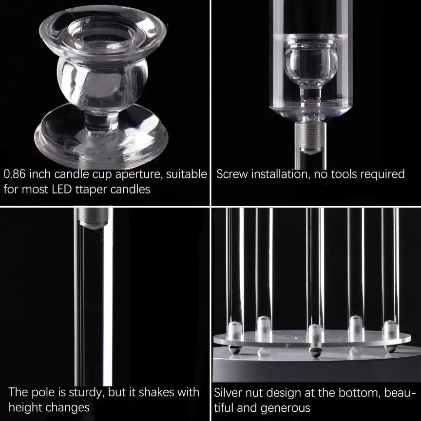 Acrylic Five Arm Candelabra Led Taper Candle Holders Centerpiece