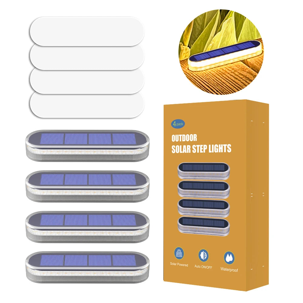 Solar Deck Lights 4 Pack Waterproof Automatic Led Step Lighting