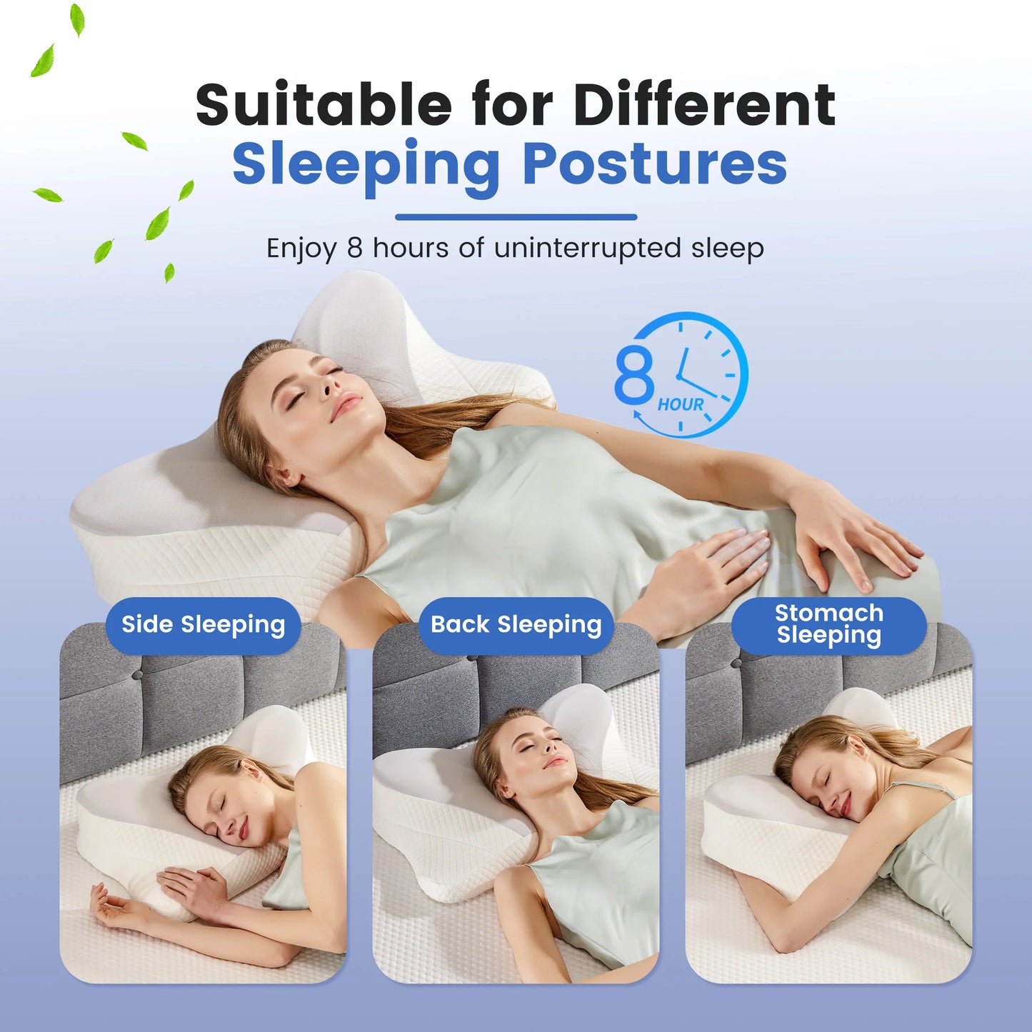 JHK Ergonomic Memory Foam Pillow With Cooling Pillowcase Cervical Contour