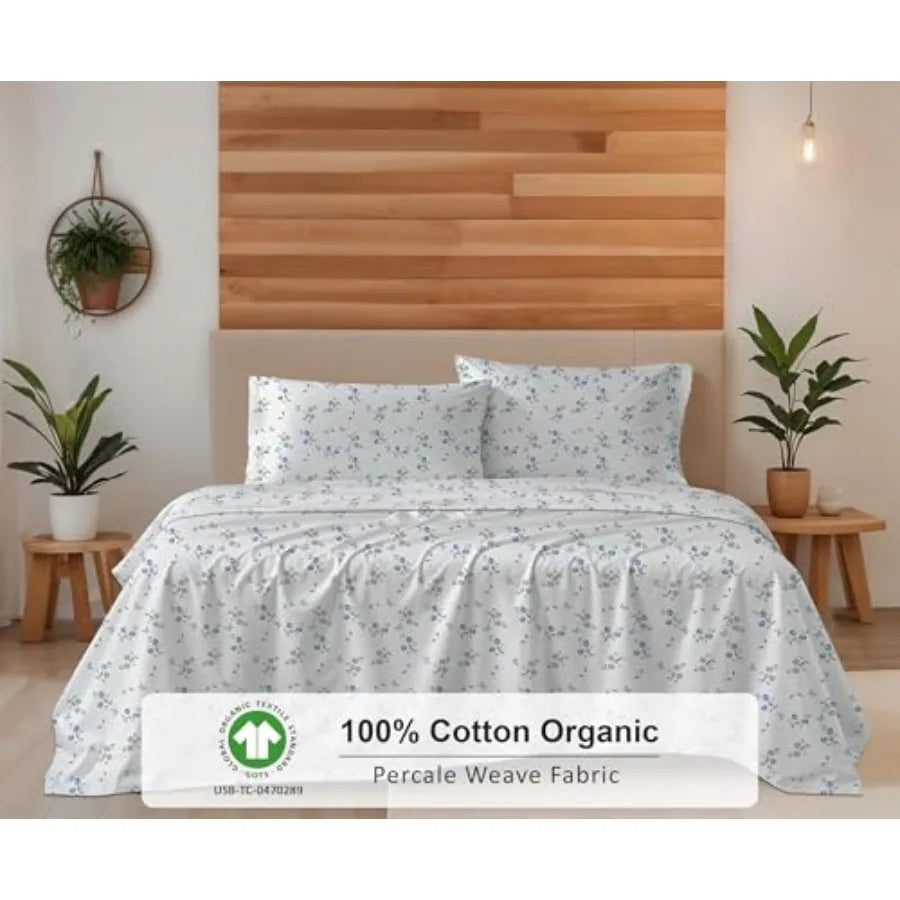 Cotton Percale Bed Sheets Crisp Cooling Breathable Comfort