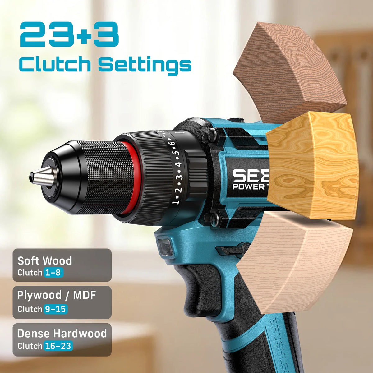 Seesii 21V Cordless Brushless Drill And Impact Driver Kit