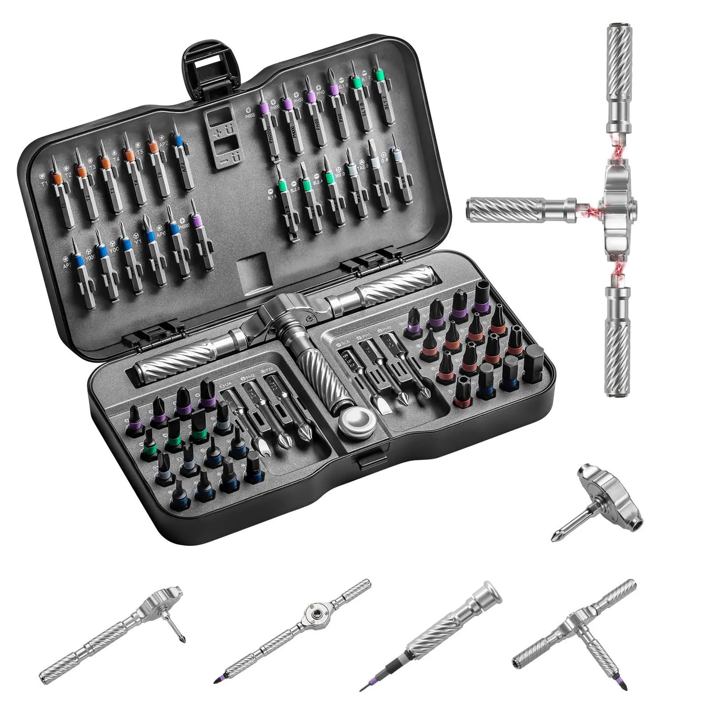 VMAN 66 Pieces Ratchet Screwdriver Set With Magnetic Bits