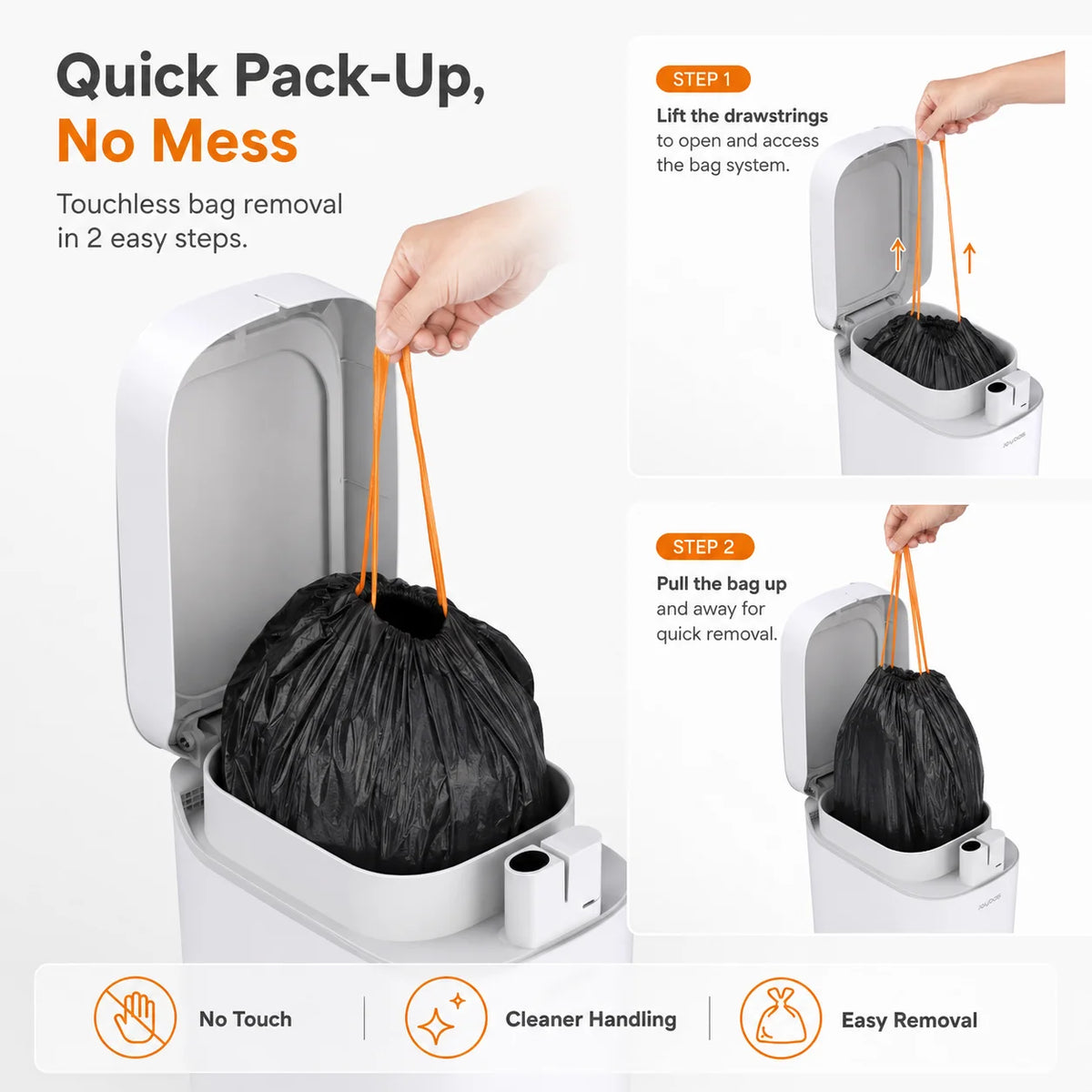 Joybos Smart Trash Can With Touchless Sensor And Auto Liner Bags